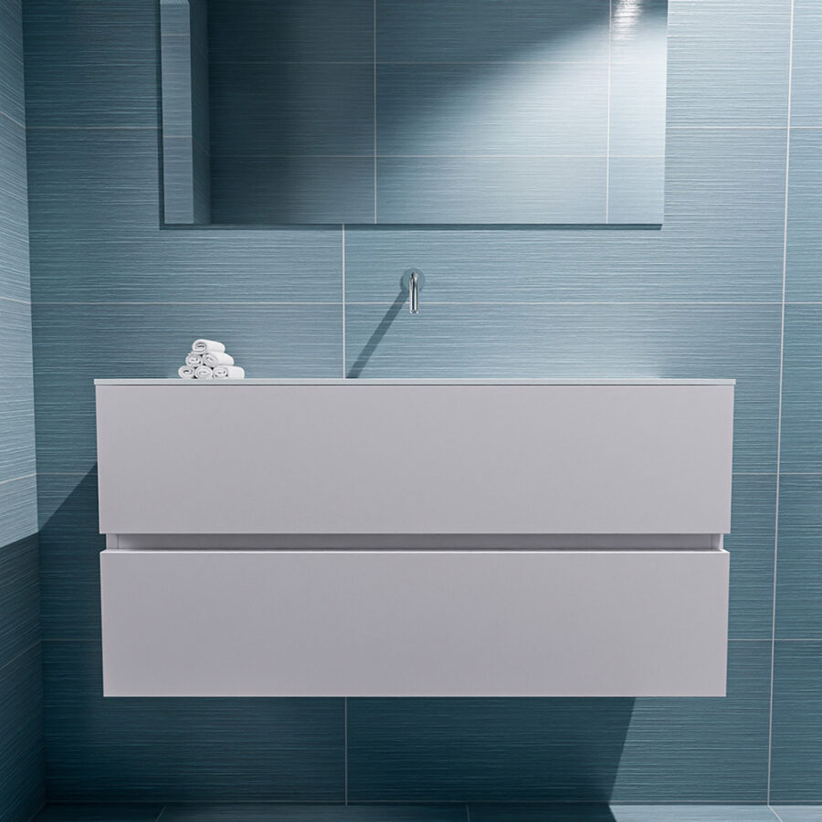 MONDIAZ ADA 100cm toiletmeubel cale. LEX wastafel talc positie midden. Zonder kraangat - Afbeelding 3