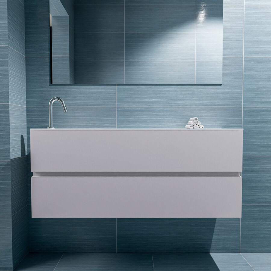 MONDIAZ ADA 120cm toiletmeubel cale. LEX wastafel talc positie links. Met 1 kraangat - Afbeelding 3
