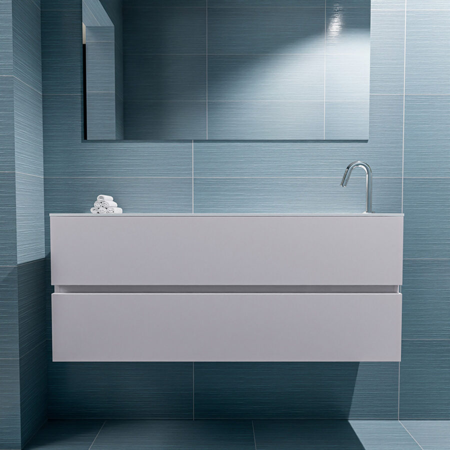 MONDIAZ ADA 120cm toiletmeubel cale. LEX wastafel talc positie rechts. Met 1 kraangat - Afbeelding 3
