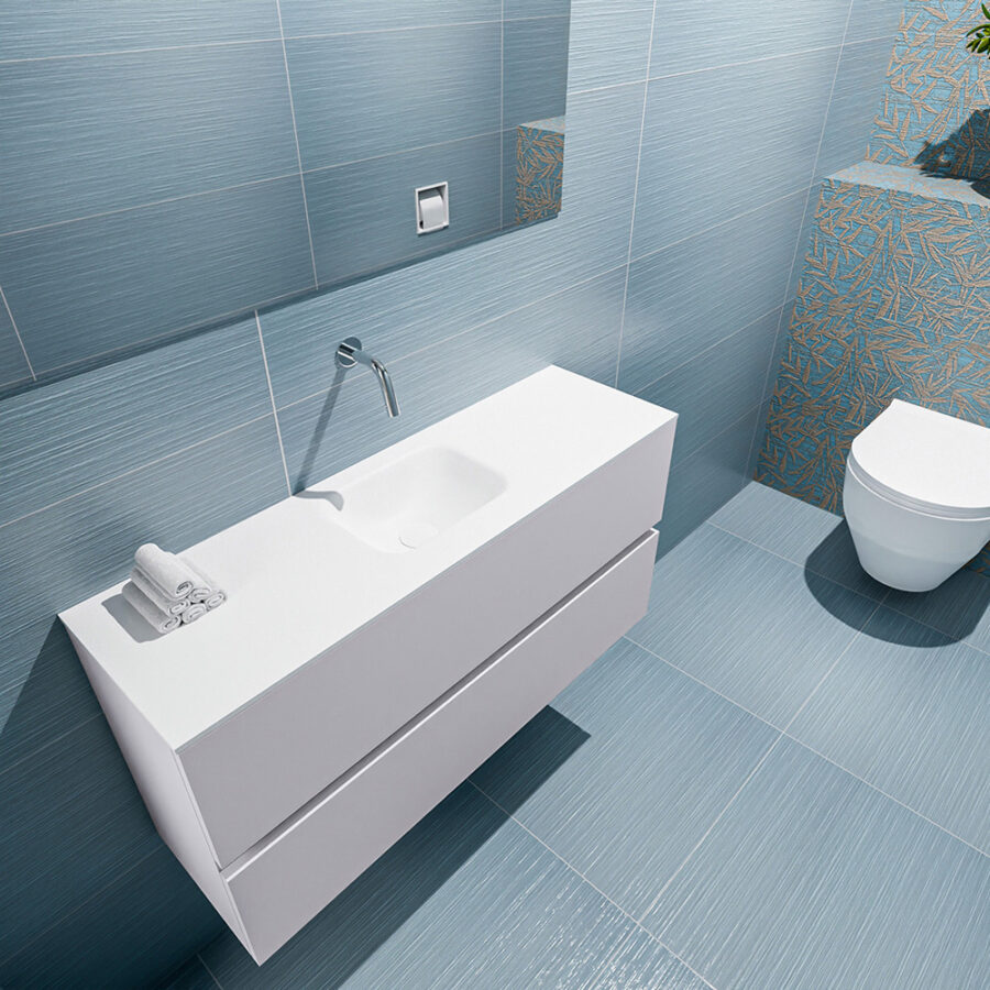 MONDIAZ ADA 100cm toiletmeubel cale. LEX wastafel talc positie midden. Zonder kraangat - Afbeelding 2
