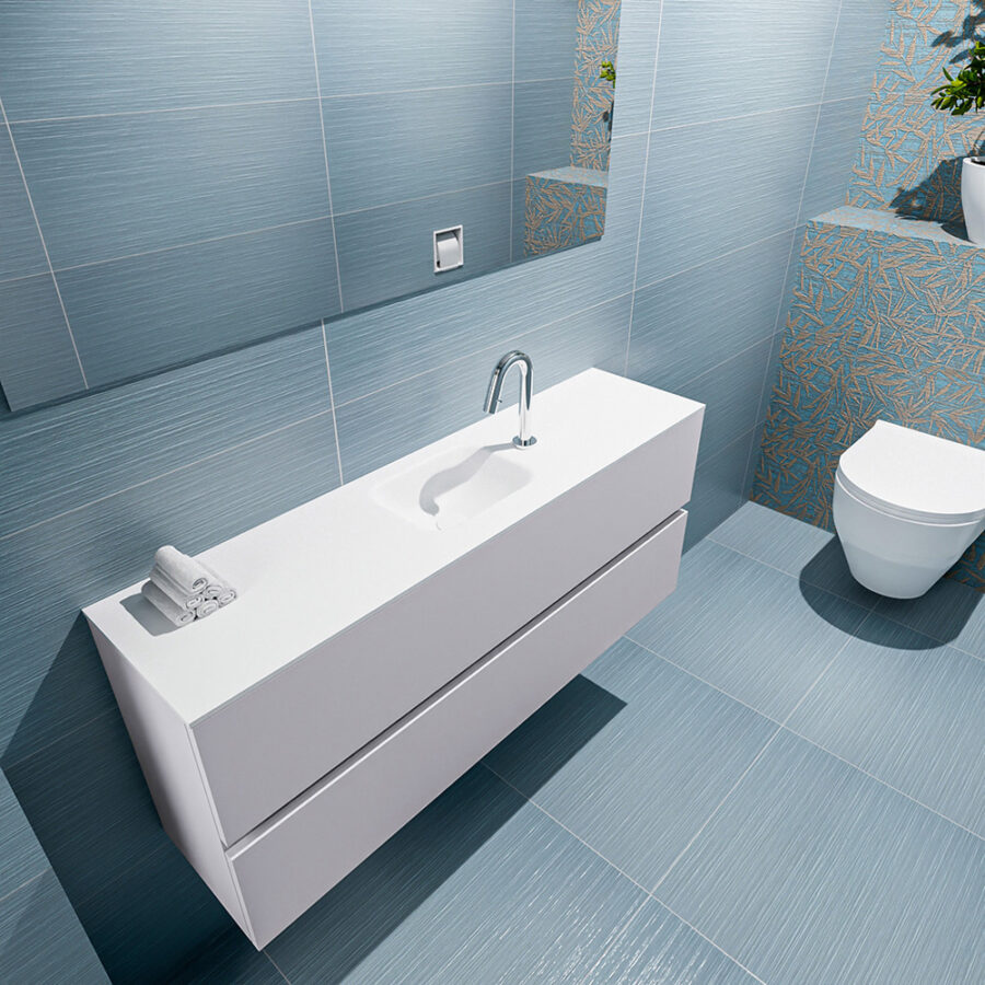 MONDIAZ ADA 120cm toiletmeubel cale. LEX wastafel talc positie midden. Met 1 kraangat - Afbeelding 2