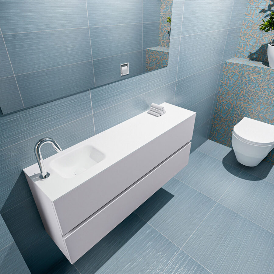 MONDIAZ ADA 120cm toiletmeubel cale. LEX wastafel talc positie links. Met 1 kraangat - Afbeelding 2