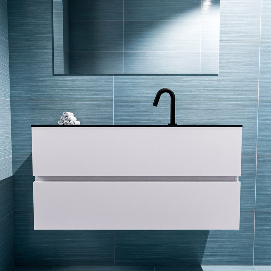 MONDIAZ ADA 100cm toiletmeubel cale. LEX wastafel urban positie midden. Met 1 kraangat - Afbeelding 3