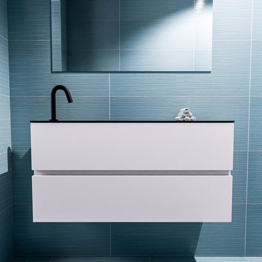 MONDIAZ ADA 100cm toiletmeubel cale. LEX wastafel urban positie links. Met 1 kraangat - Afbeelding 3