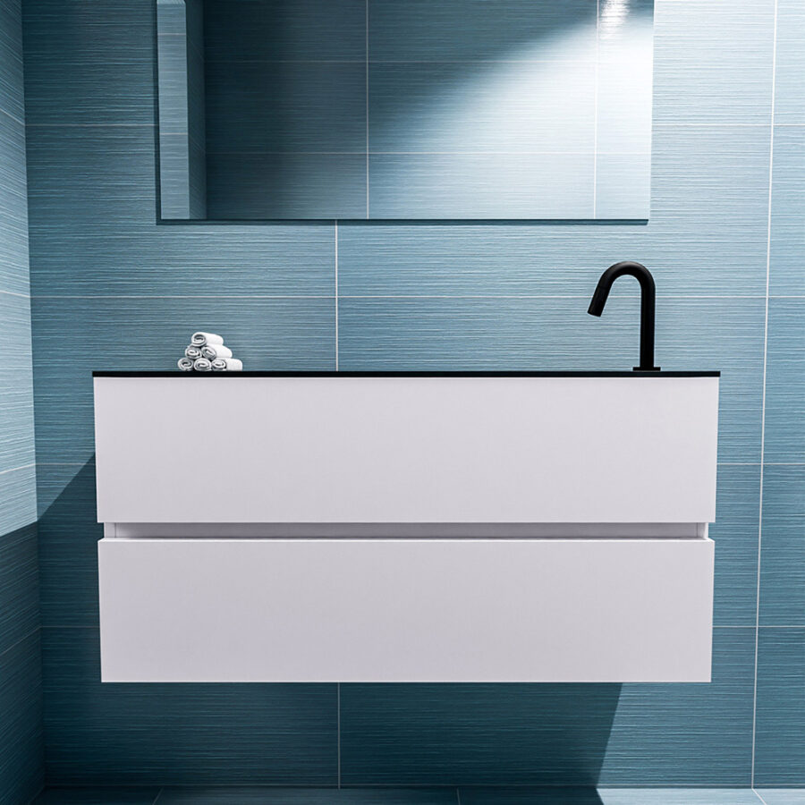 MONDIAZ ADA 100cm toiletmeubel cale. LEX wastafel urban positie rechts. Met 1 kraangat - Afbeelding 3