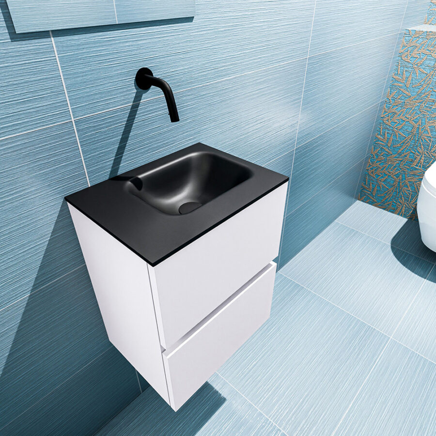 MONDIAZ ADA 40cm toiletmeubel cale. LEX wastafel urban positie rechts. Zonder kraangat - Afbeelding 2