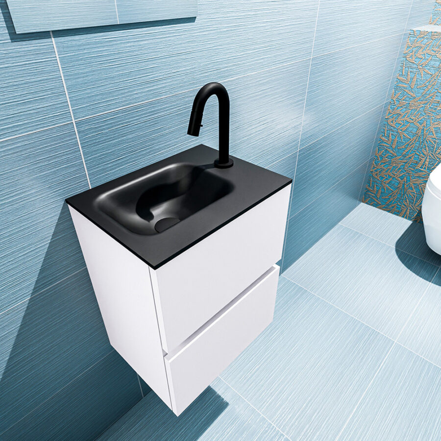 MONDIAZ ADA 40cm toiletmeubel cale. LEX wastafel urban positie links. Met 1 kraangat - Afbeelding 2