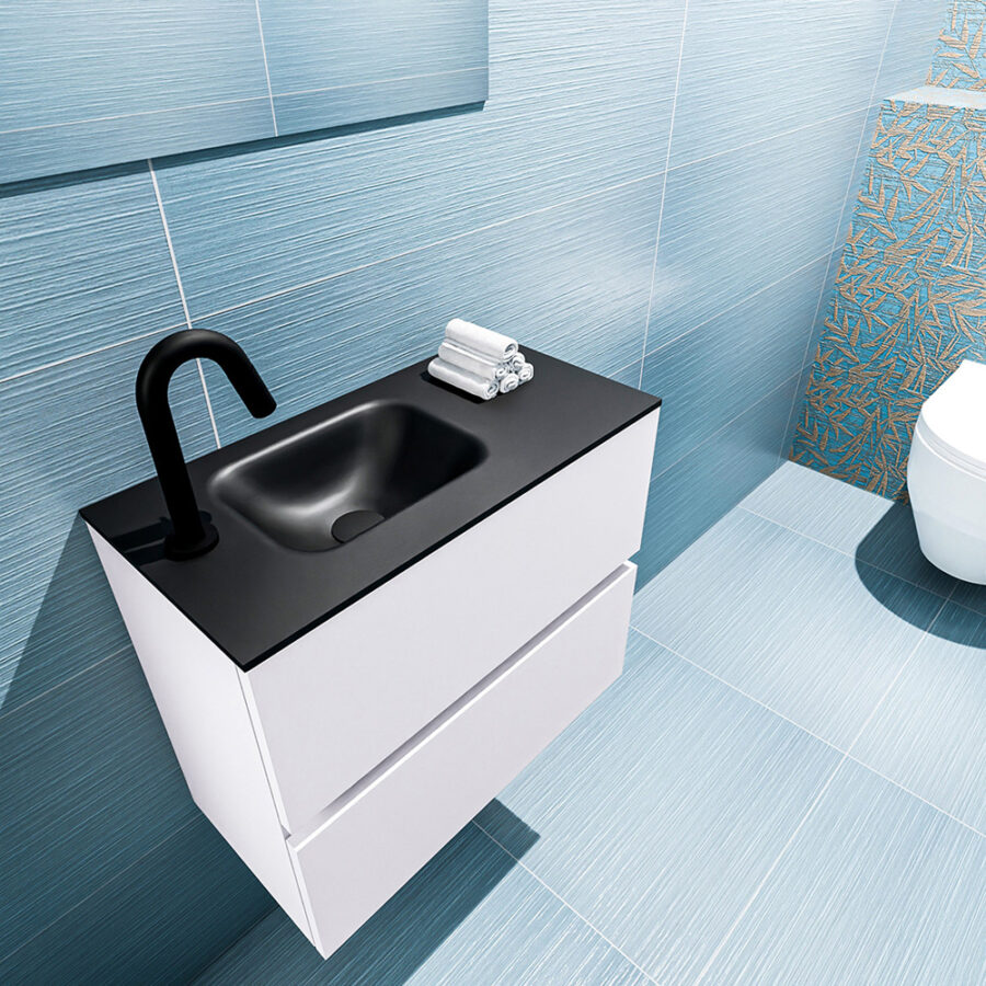 MONDIAZ ADA 60cm toiletmeubel cale. LEX wastafel urban positie links. Met 1 kraangat - Afbeelding 2