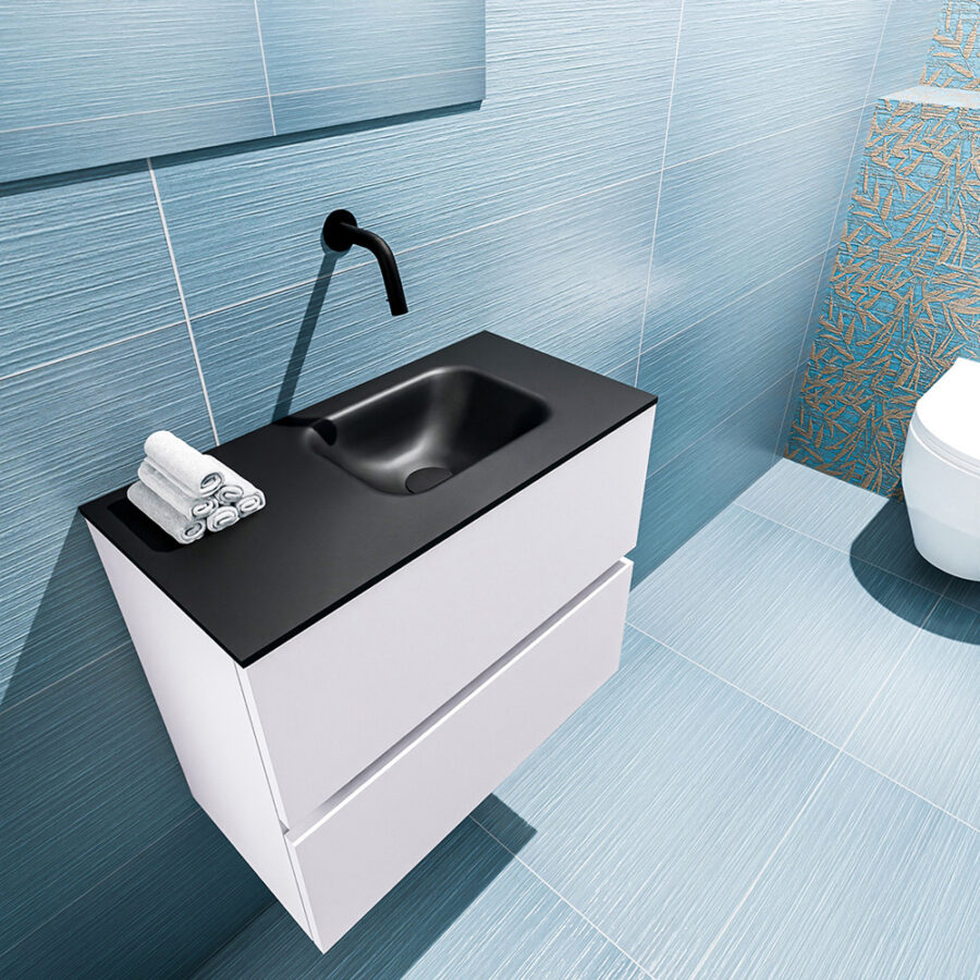 MONDIAZ ADA 60cm toiletmeubel cale. LEX wastafel urban positie rechts. Zonder kraangat - Afbeelding 2