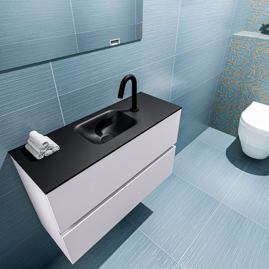 MONDIAZ ADA 80cm toiletmeubel cale. LEX wastafel urban positie midden. Met 1 kraangat - Afbeelding 2
