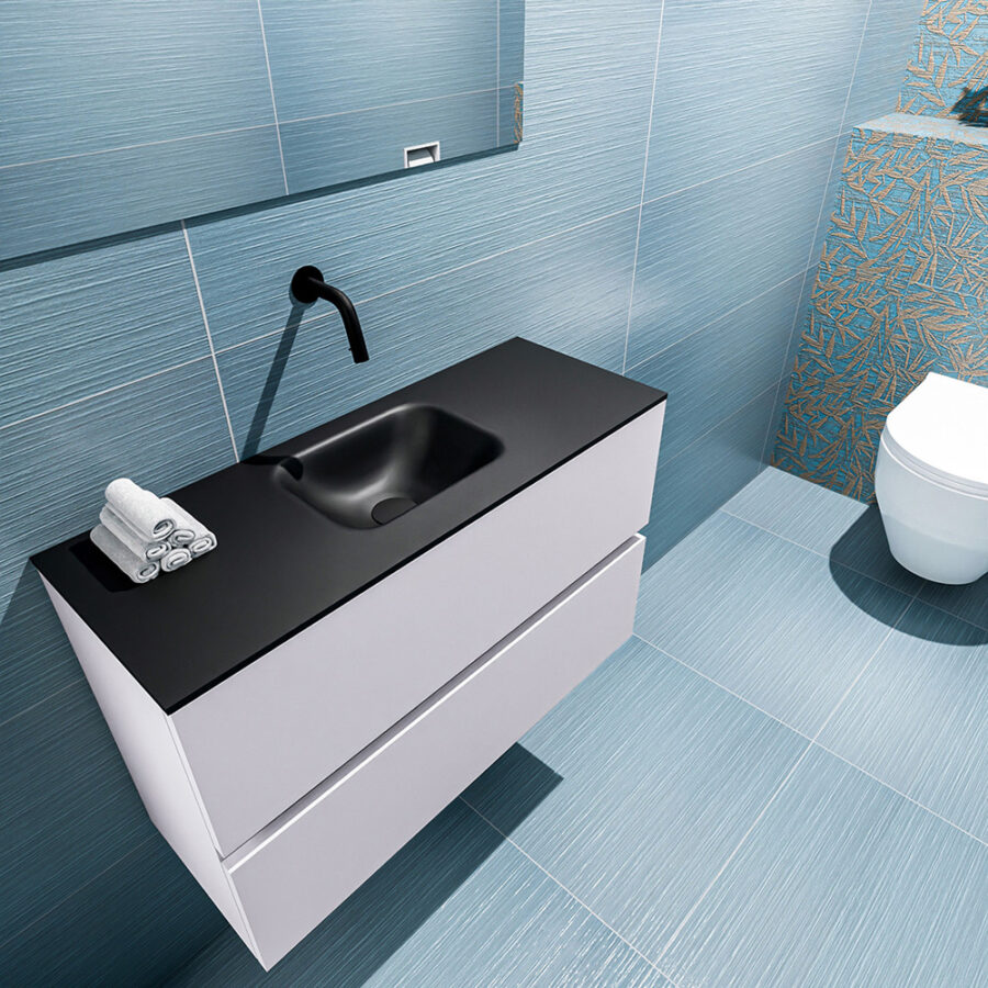 MONDIAZ ADA 80cm toiletmeubel cale. LEX wastafel urban positie midden. Zonder kraangat - Afbeelding 2