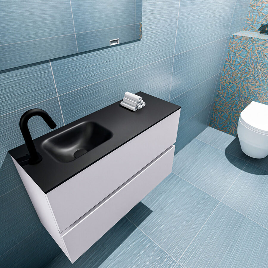 MONDIAZ ADA 80cm toiletmeubel cale. LEX wastafel urban positie links. Met 1 kraangat - Afbeelding 2