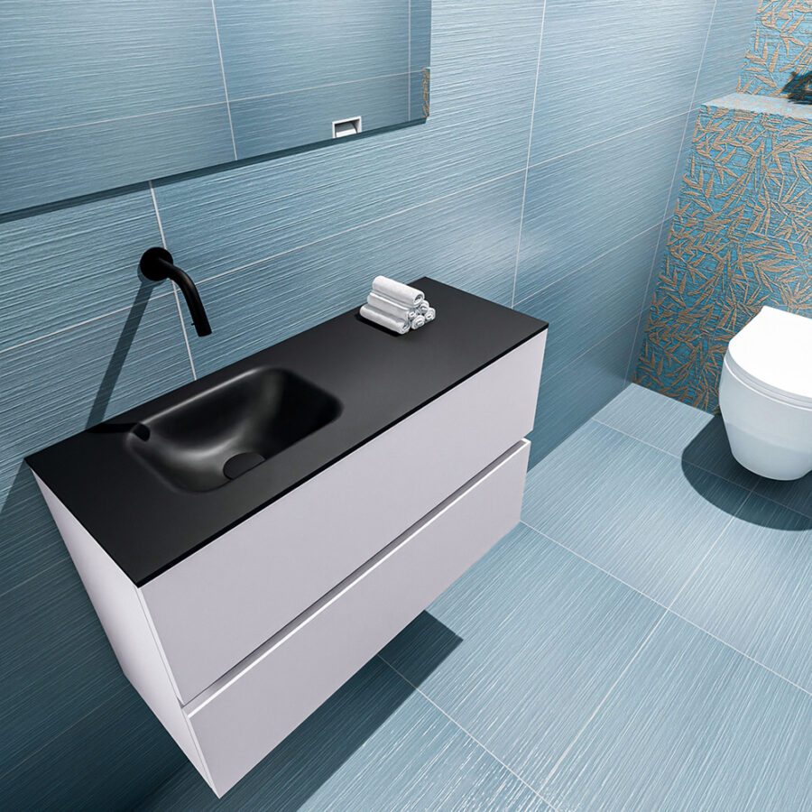 MONDIAZ ADA 80cm toiletmeubel cale. LEX wastafel urban positie links. Zonder kraangat - Afbeelding 2