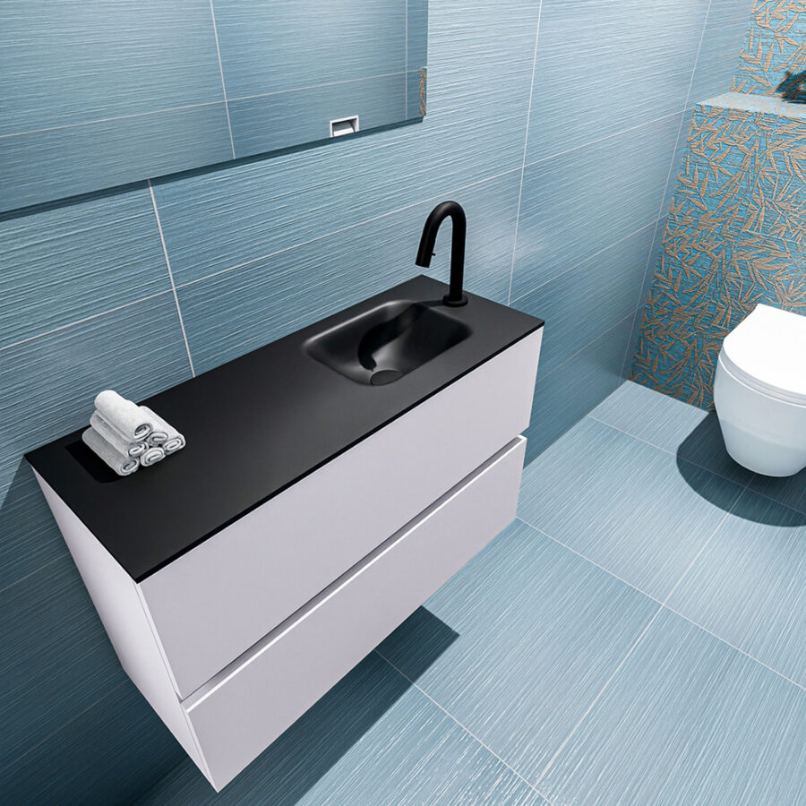 MONDIAZ ADA 80cm toiletmeubel cale. LEX wastafel urban positie rechts. Met 1 kraangat - Afbeelding 2