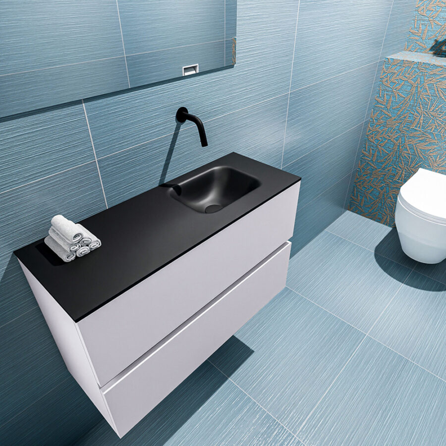 MONDIAZ ADA 80cm toiletmeubel cale. LEX wastafel urban positie rechts. Zonder kraangat - Afbeelding 2