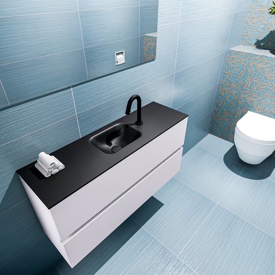 MONDIAZ ADA 100cm toiletmeubel cale. LEX wastafel urban positie midden. Met 1 kraangat - Afbeelding 2
