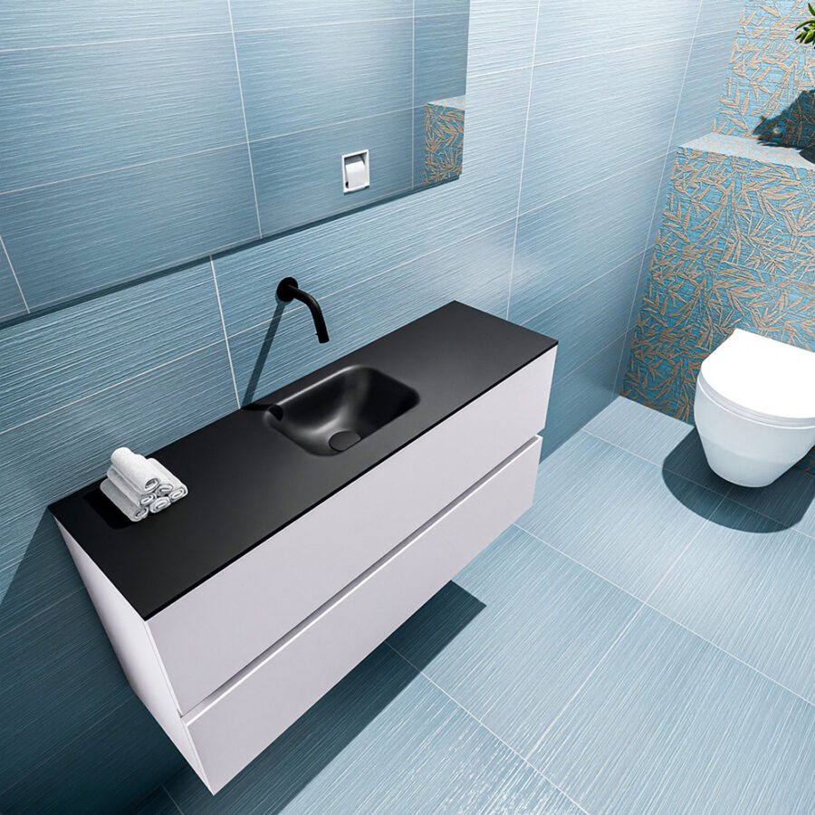 MONDIAZ ADA 100cm toiletmeubel cale. LEX wastafel urban positie midden. Zonder kraangat - Afbeelding 2