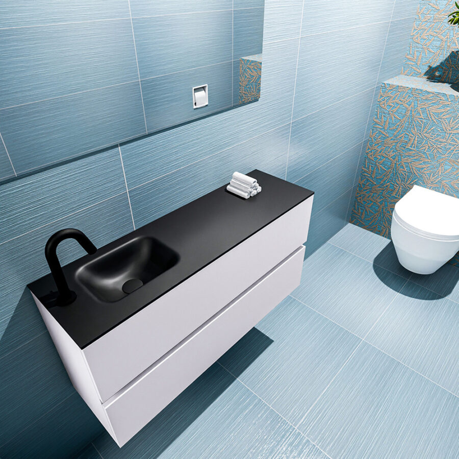MONDIAZ ADA 100cm toiletmeubel cale. LEX wastafel urban positie links. Met 1 kraangat - Afbeelding 2