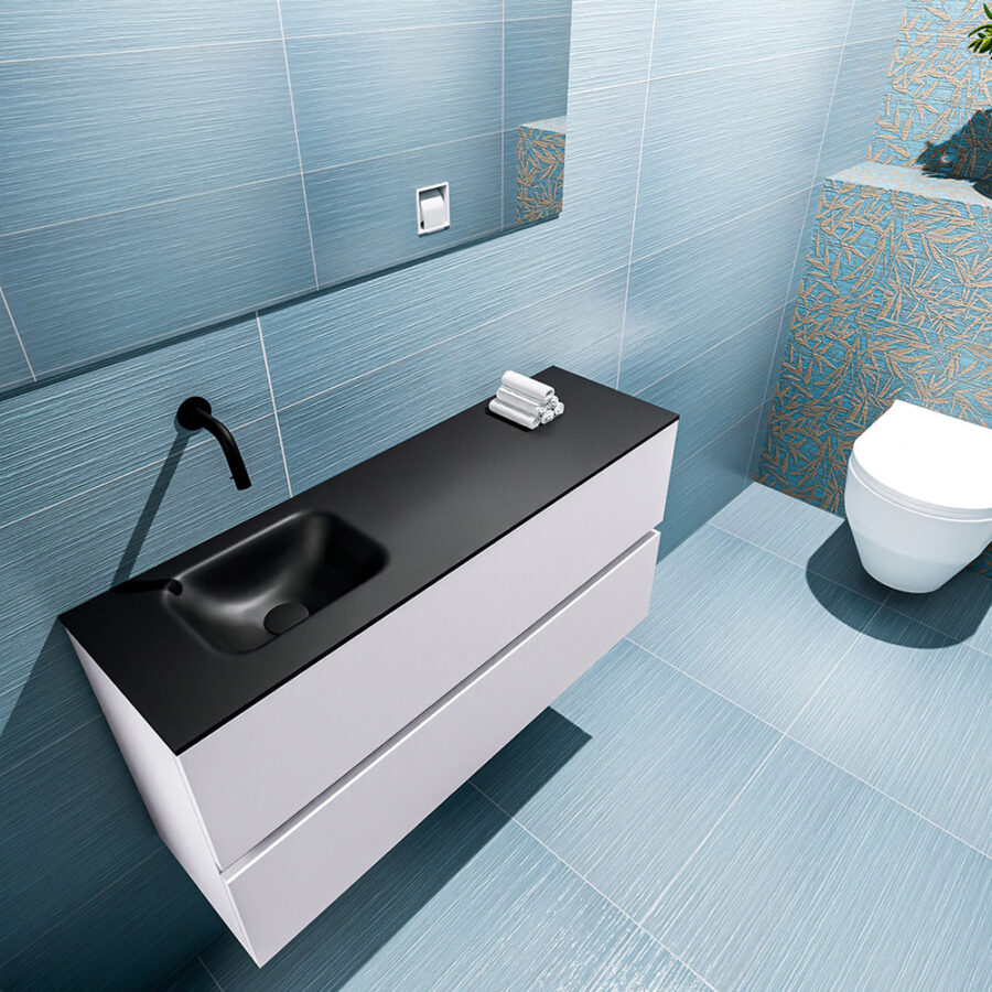 MONDIAZ ADA 100cm toiletmeubel cale. LEX wastafel urban positie links. Zonder kraangat - Afbeelding 2
