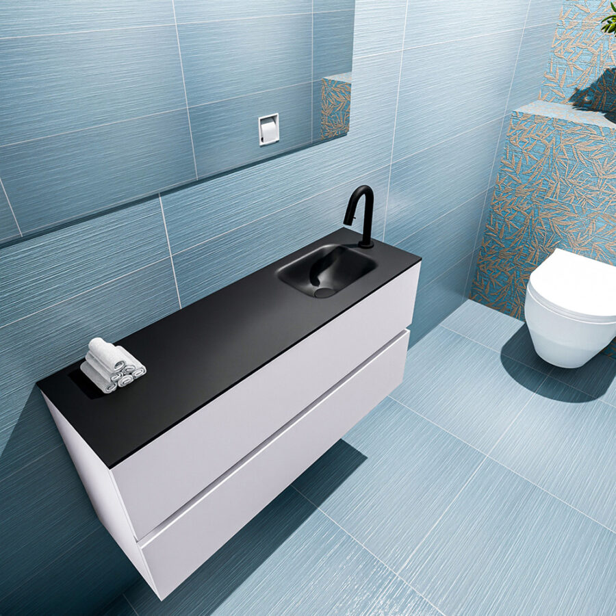 MONDIAZ ADA 100cm toiletmeubel cale. LEX wastafel urban positie rechts. Met 1 kraangat - Afbeelding 2