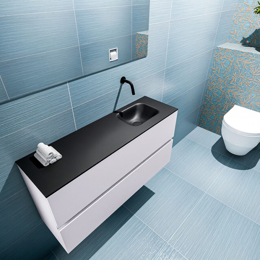 MONDIAZ ADA 100cm toiletmeubel cale. LEX wastafel urban positie rechts. Zonder kraangat - Afbeelding 2