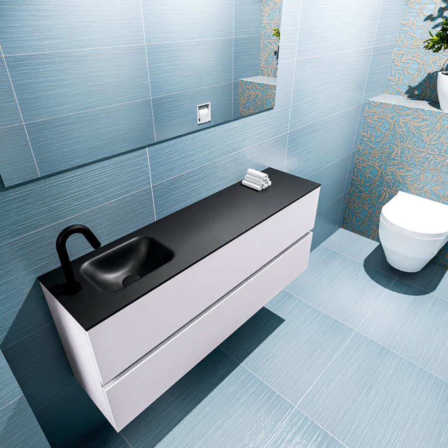 MONDIAZ ADA 120cm toiletmeubel cale. LEX wastafel urban positie links. Met 1 kraangat - Afbeelding 2