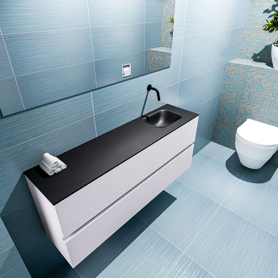 MONDIAZ ADA 120cm toiletmeubel cale. LEX wastafel urban positie rechts. Zonder kraangat - Afbeelding 2