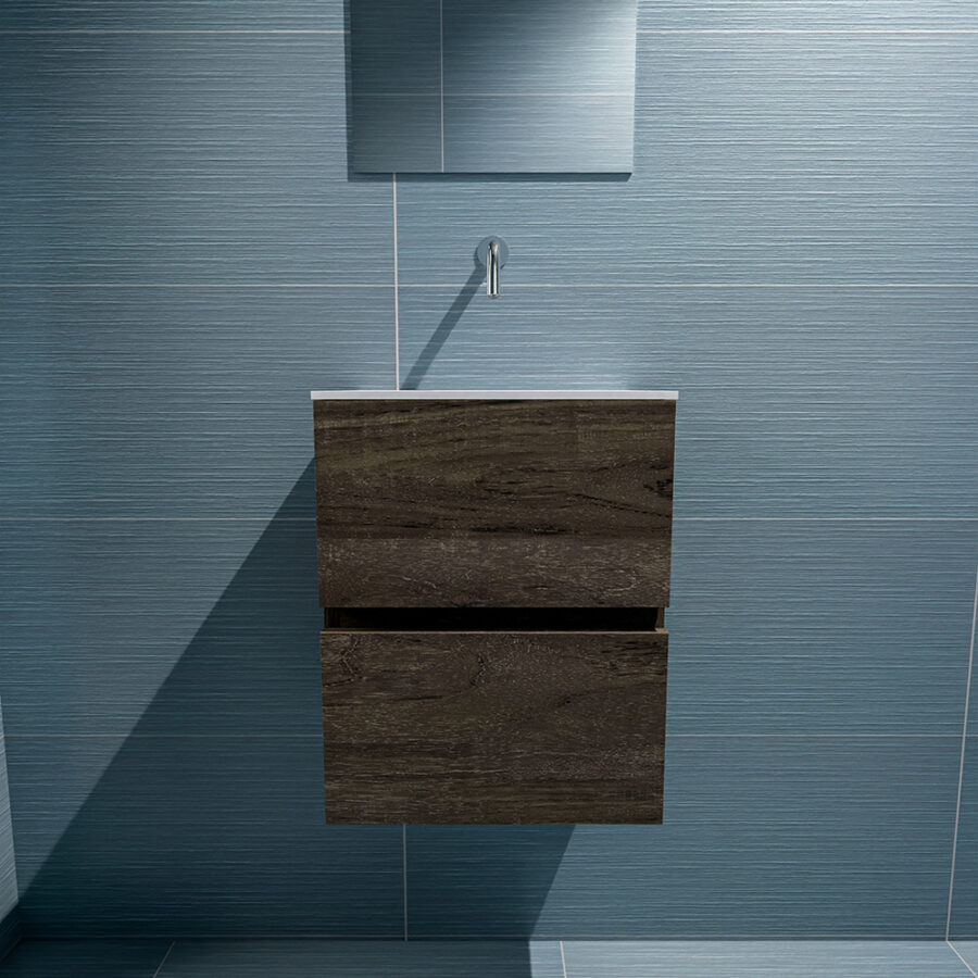 MONDIAZ ADA 40cm toiletmeubel dark brown. LEX wastafel talc positie midden. Zonder kraangat - Afbeelding 3