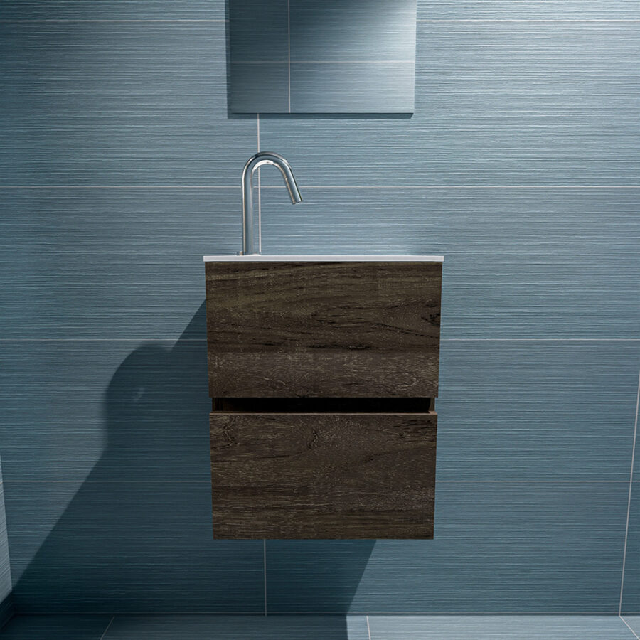 MONDIAZ ADA 40cm toiletmeubel dark brown. LEX wastafel talc positie rechts. Met 1 kraangat - Afbeelding 3