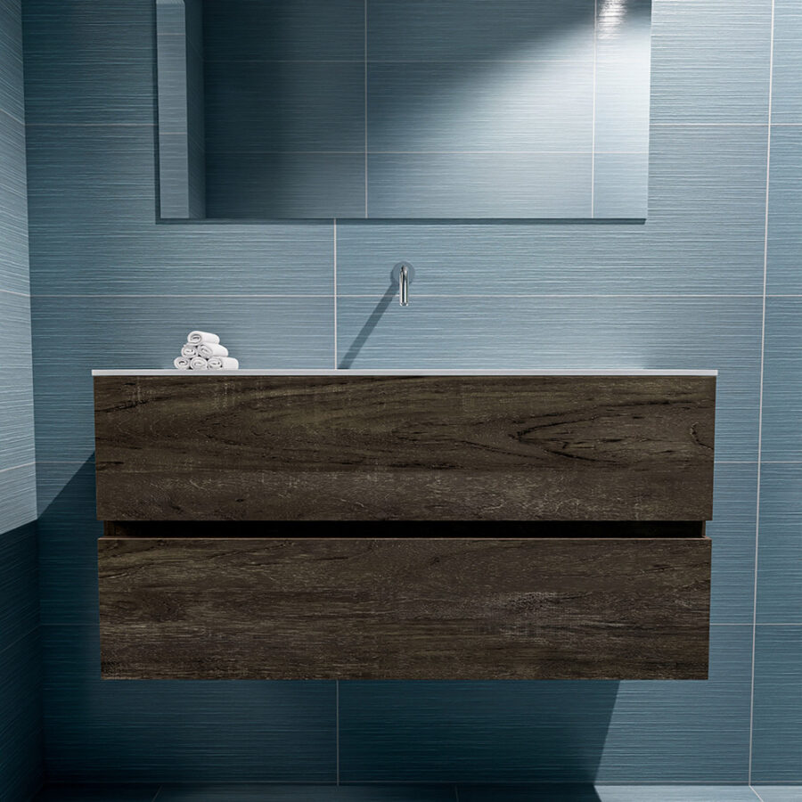 MONDIAZ ADA 100cm toiletmeubel dark brown. LEX wastafel talc positie midden. Zonder kraangat - Afbeelding 3