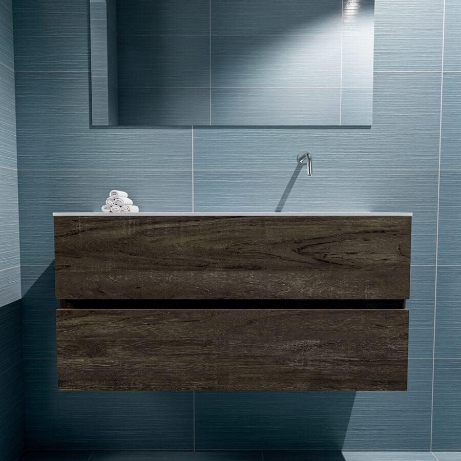 MONDIAZ ADA 100cm toiletmeubel dark brown. LEX wastafel talc positie rechts. Zonder kraangat - Afbeelding 3