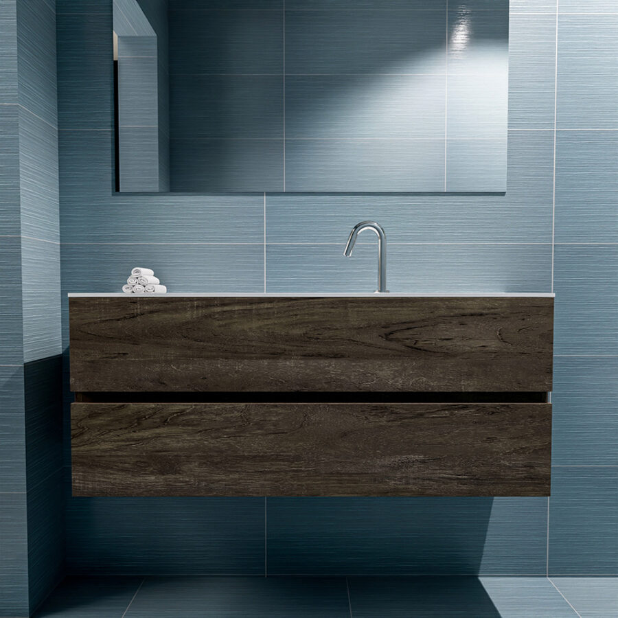 MONDIAZ ADA 120cm toiletmeubel dark brown. LEX wastafel talc positie midden. Met 1 kraangat - Afbeelding 3