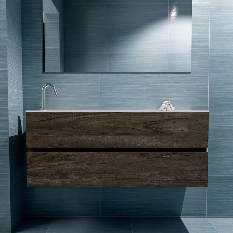 MONDIAZ ADA 120cm toiletmeubel dark brown. LEX wastafel talc positie links. Met 1 kraangat - Afbeelding 3
