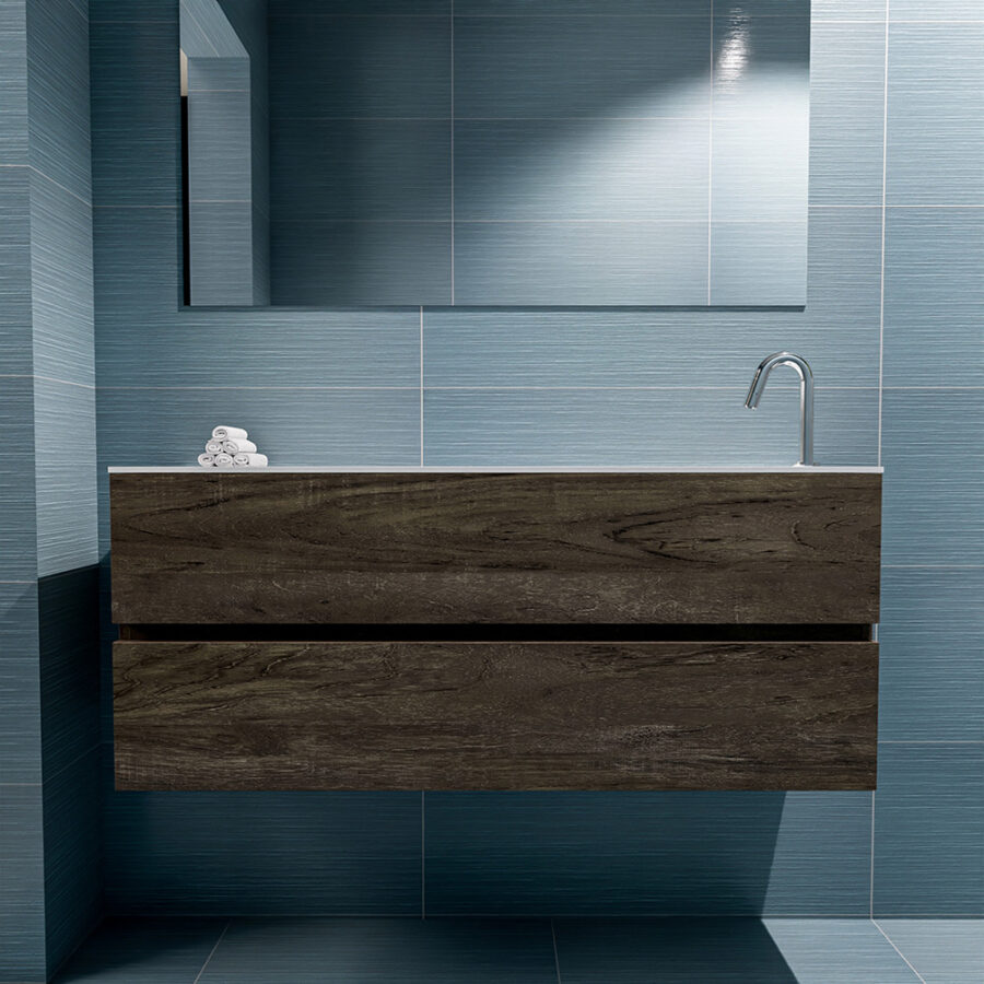 MONDIAZ ADA 120cm toiletmeubel dark brown. LEX wastafel talc positie rechts. Met 1 kraangat - Afbeelding 3