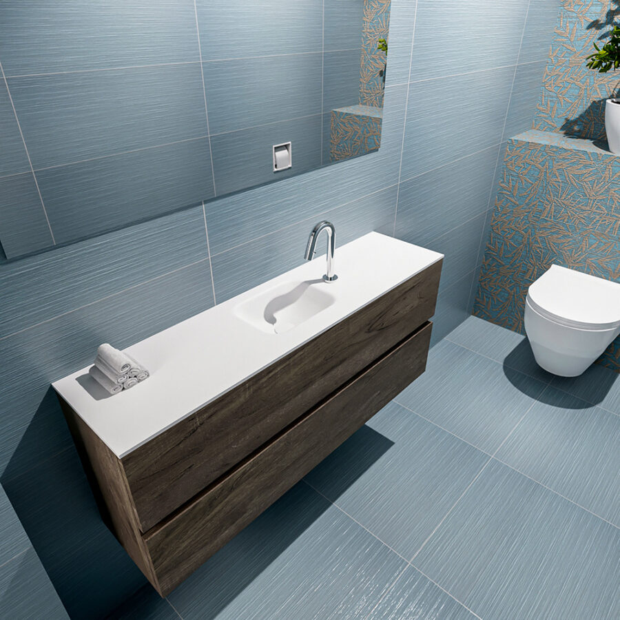 MONDIAZ ADA 120cm toiletmeubel dark brown. LEX wastafel talc positie midden. Met 1 kraangat - Afbeelding 2