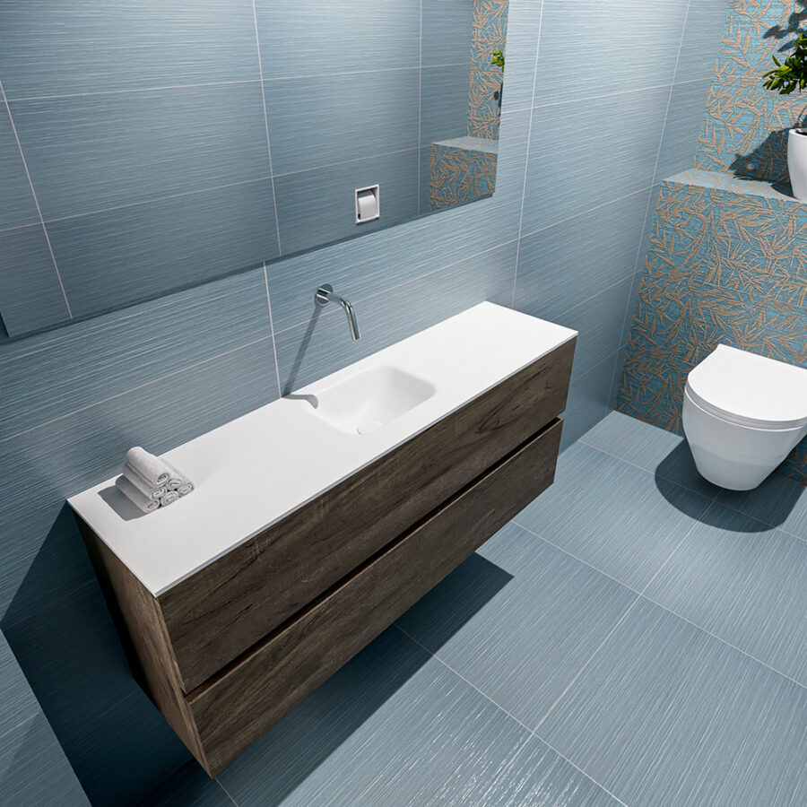 MONDIAZ ADA 120cm toiletmeubel dark brown. LEX wastafel talc positie midden. Zonder kraangat - Afbeelding 2