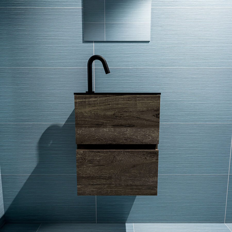 MONDIAZ ADA 40cm toiletmeubel dark brown. LEX wastafel urban positie rechts. Met 1 kraangat - Afbeelding 3