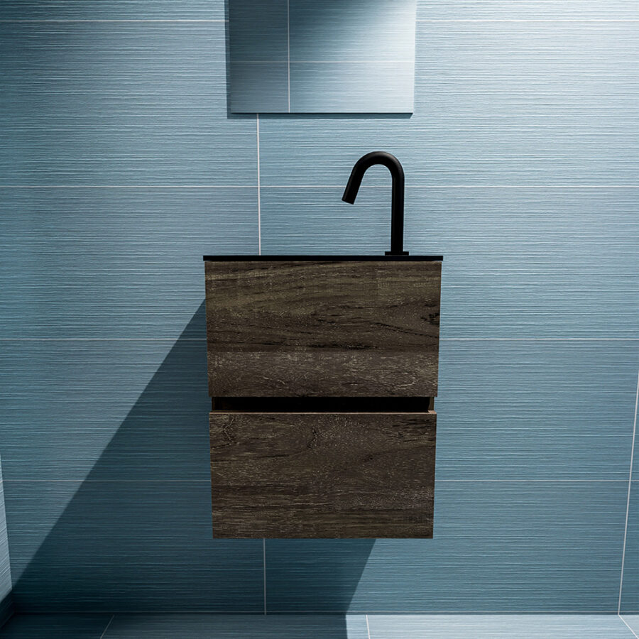 MONDIAZ ADA 40cm toiletmeubel dark brown. LEX wastafel urban positie links. Met 1 kraangat - Afbeelding 3