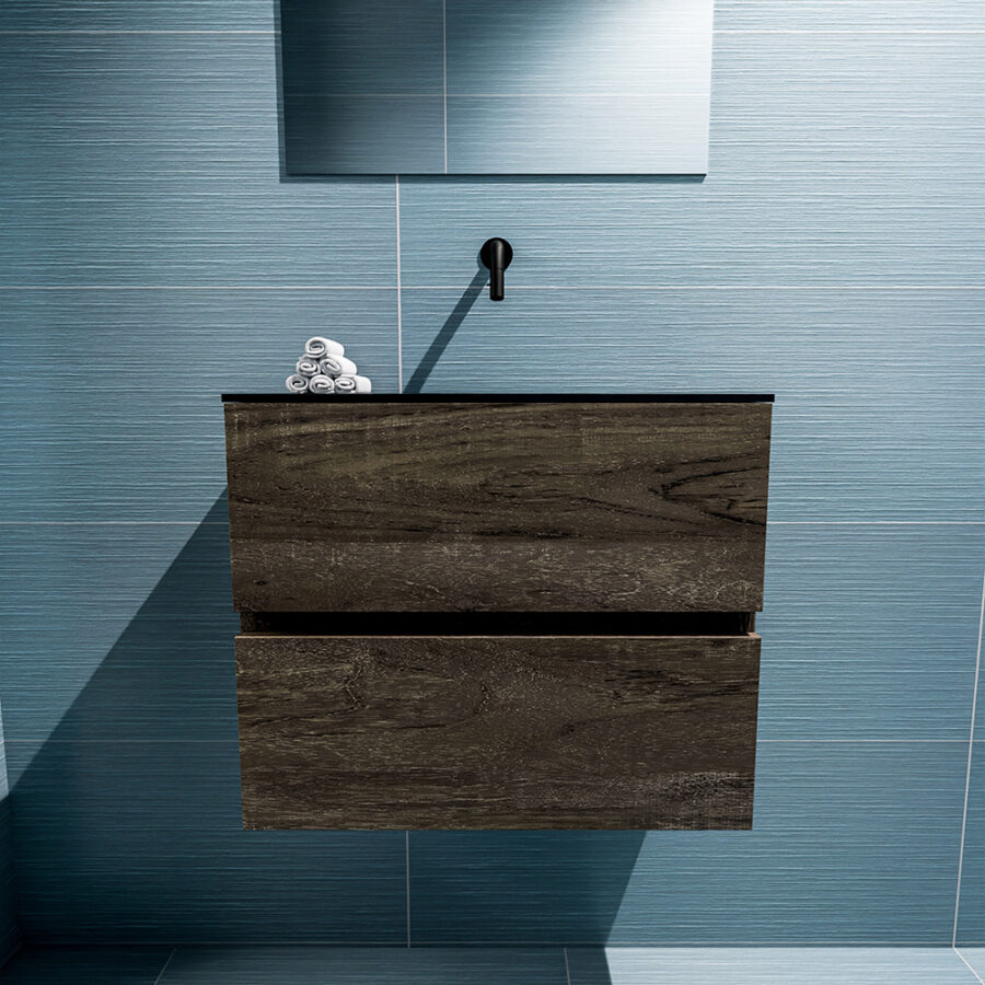MONDIAZ ADA 60cm toiletmeubel dark brown. LEX wastafel urban positie midden. Zonder kraangat - Afbeelding 3