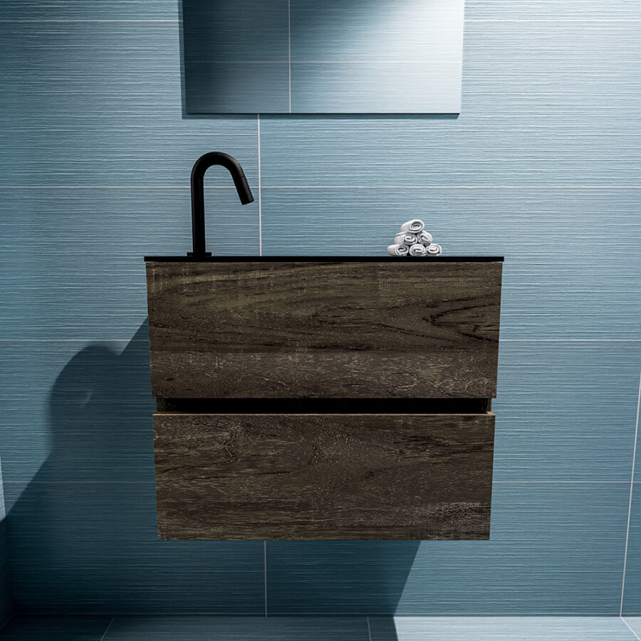 MONDIAZ ADA 60cm toiletmeubel dark brown. LEX wastafel urban positie links. Met 1 kraangat - Afbeelding 3