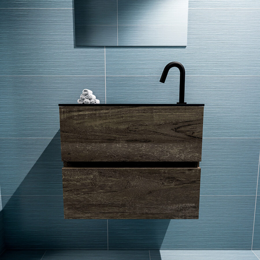 MONDIAZ ADA 60cm toiletmeubel dark brown. LEX wastafel urban positie rechts. Met 1 kraangat - Afbeelding 3