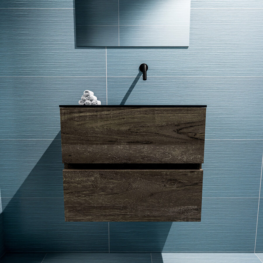 MONDIAZ ADA 60cm toiletmeubel dark brown. LEX wastafel urban positie rechts. Zonder kraangat - Afbeelding 3