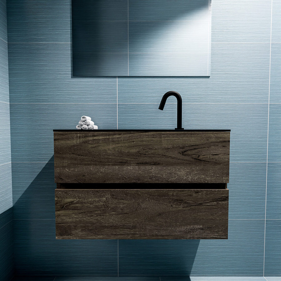 MONDIAZ ADA 80cm toiletmeubel dark brown. LEX wastafel urban positie midden. Met 1 kraangat - Afbeelding 3