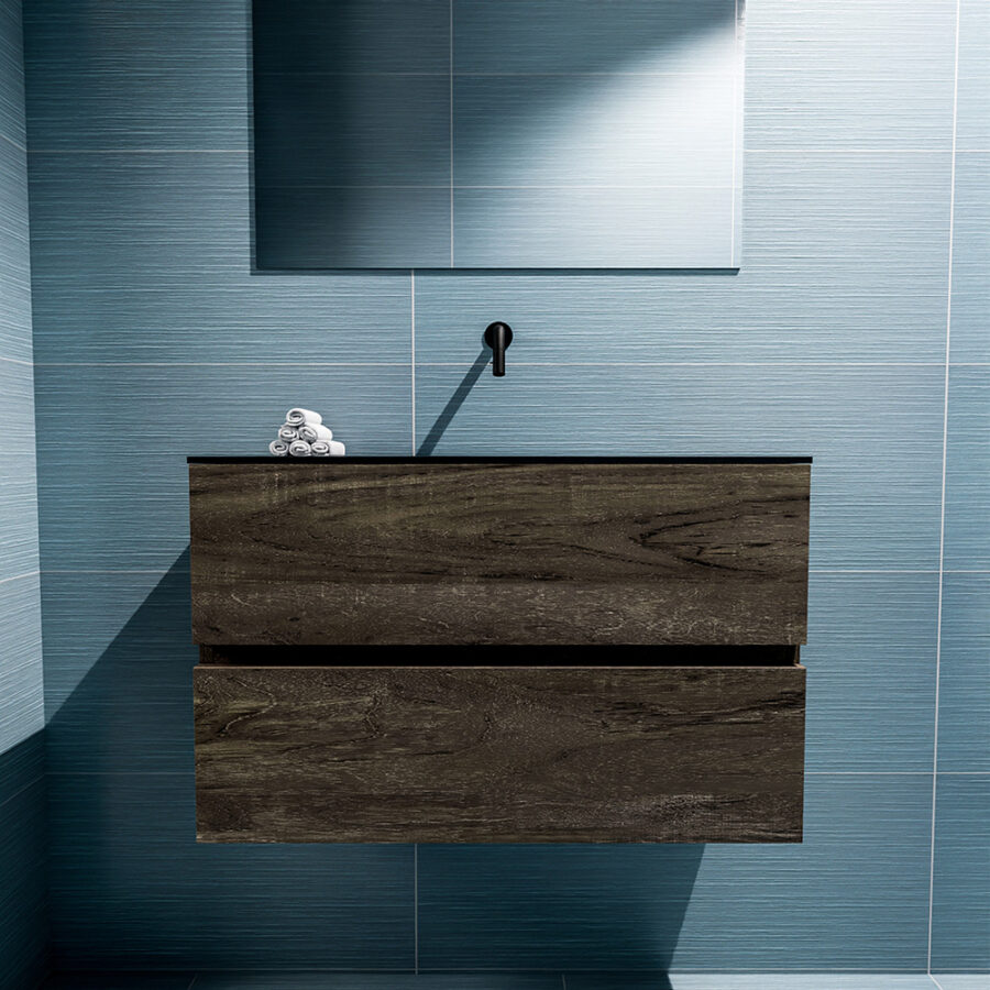 MONDIAZ ADA 80cm toiletmeubel dark brown. LEX wastafel urban positie midden. Zonder kraangat - Afbeelding 3