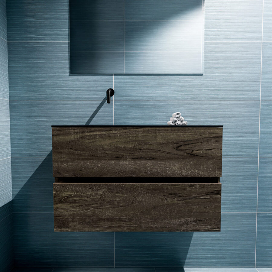 MONDIAZ ADA 80cm toiletmeubel dark brown. LEX wastafel urban positie links. Zonder kraangat - Afbeelding 3