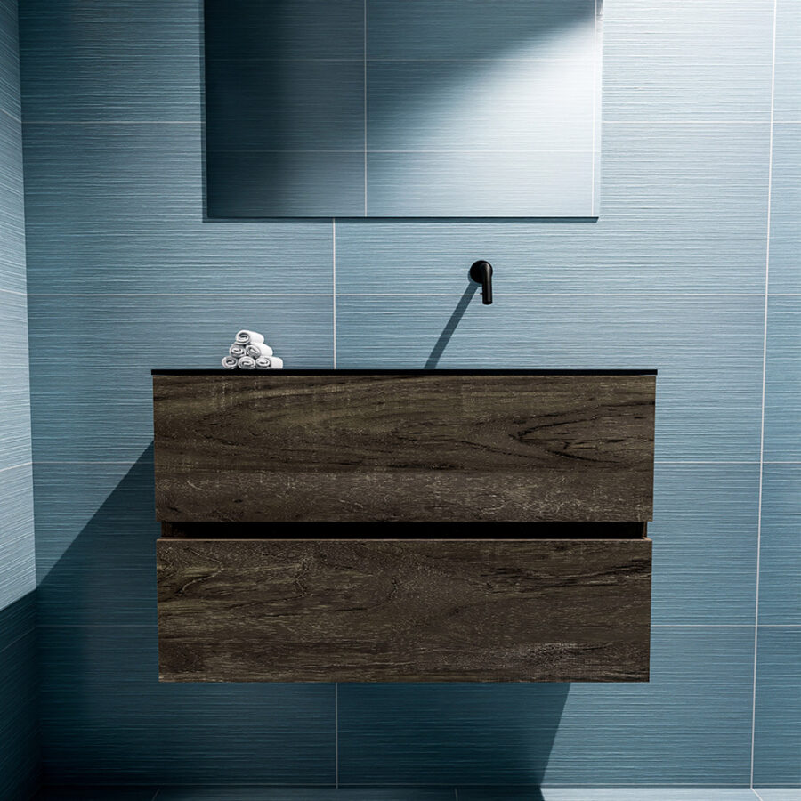 MONDIAZ ADA 80cm toiletmeubel dark brown. LEX wastafel urban positie rechts. Zonder kraangat - Afbeelding 3
