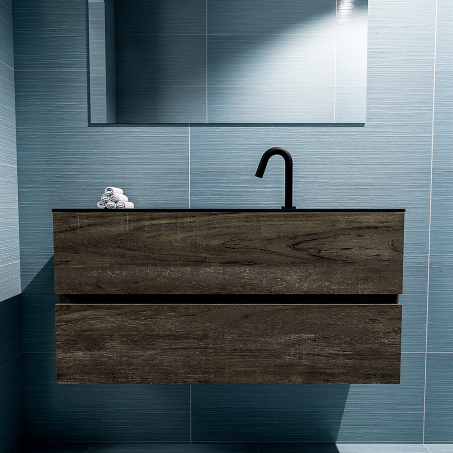 MONDIAZ ADA 100cm toiletmeubel dark brown. LEX wastafel urban positie midden. Met 1 kraangat - Afbeelding 3