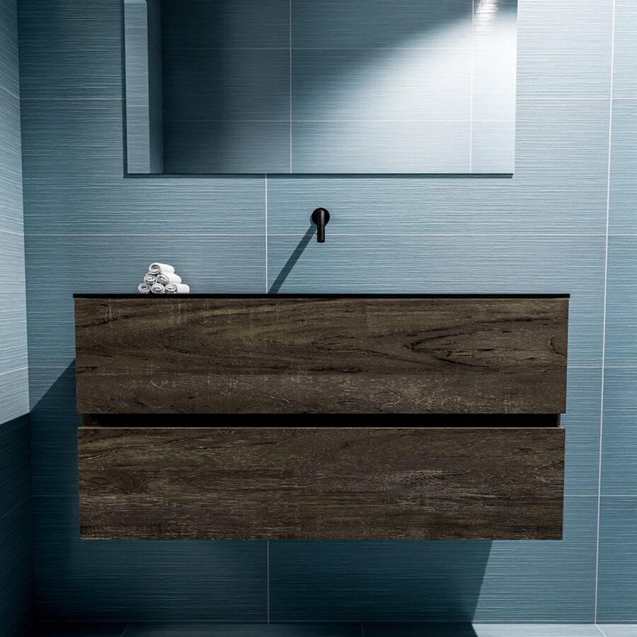 MONDIAZ ADA 100cm toiletmeubel dark brown. LEX wastafel urban positie midden. Zonder kraangat - Afbeelding 3