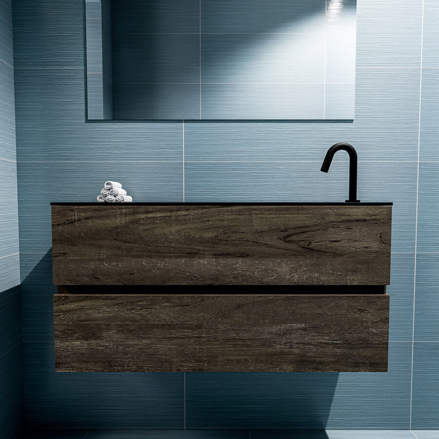 MONDIAZ ADA 100cm toiletmeubel dark brown. LEX wastafel urban positie rechts. Met 1 kraangat - Afbeelding 3