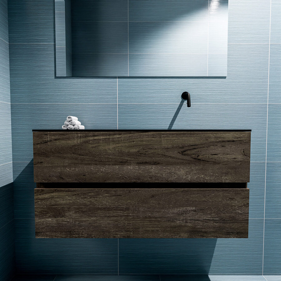 MONDIAZ ADA 100cm toiletmeubel dark brown. LEX wastafel urban positie rechts. Zonder kraangat - Afbeelding 3